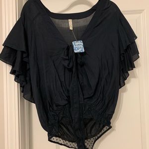 Call Me Later Tiered-Flounce-Sleeve Bodysuit